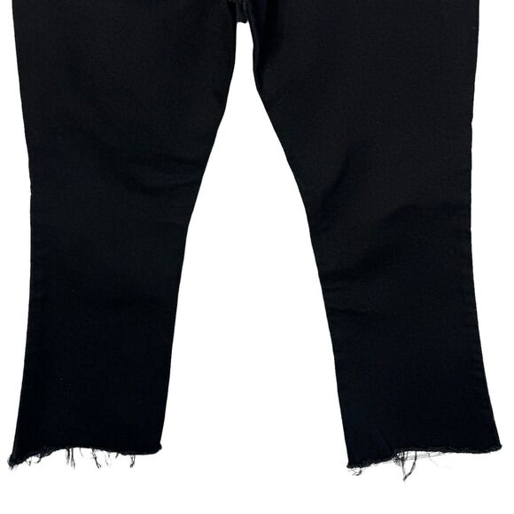 Zara SZ 6 The Disco Pant Jeans Mid-Rise Frayed Hems Zip-Fly Bootcut Black Womens - Picture 6 of 8